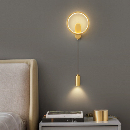 مصباح حائط LED دائري صناعي مصنوع بالكامل من النحاس 