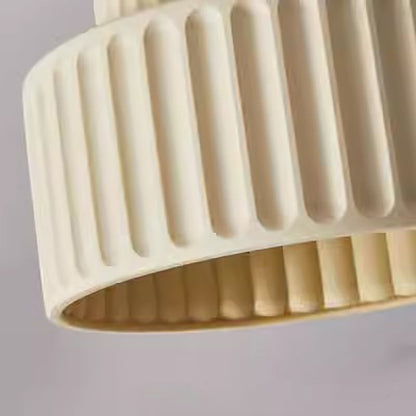 Contemporary Nordic Cream Style Ribbed Resin Round Shade 1-Light Flush Mount Ceiling Light For Bedroom