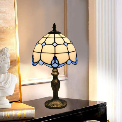 Traditional Tiffany Resin Glass Umbrella Shape 1-Light Table Lamp For Bedroom
