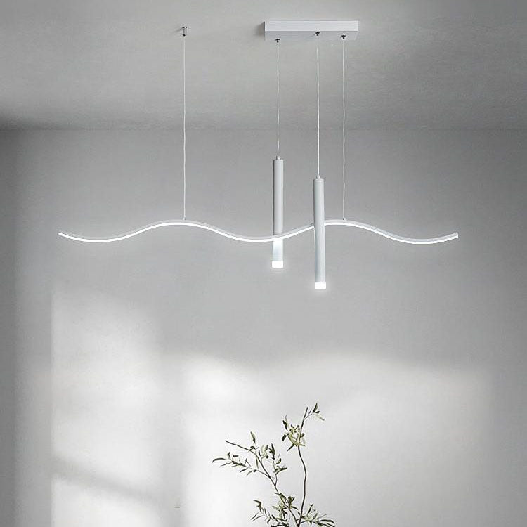 ثريا LED ذات خطوط مموجة من الألومنيوم بتصميم هندسي عصري بسيط لغرفة المعيشة