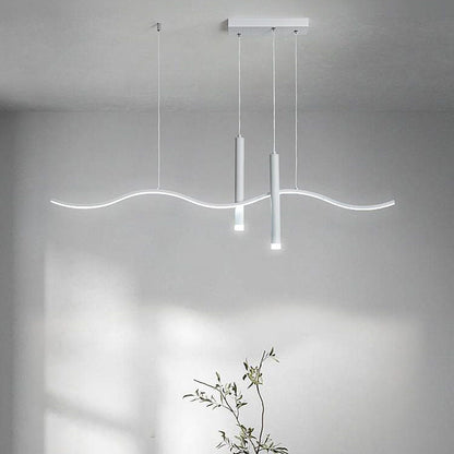 ثريا LED ذات خطوط مموجة من الألومنيوم بتصميم هندسي عصري بسيط لغرفة المعيشة