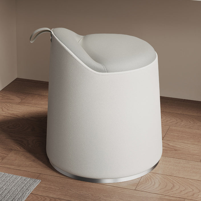 Modern Simplicity Microfiber Leather Wood Aluminum Alloy Sponge Round Cylinder Vanity Stool Backrest For Bedroom