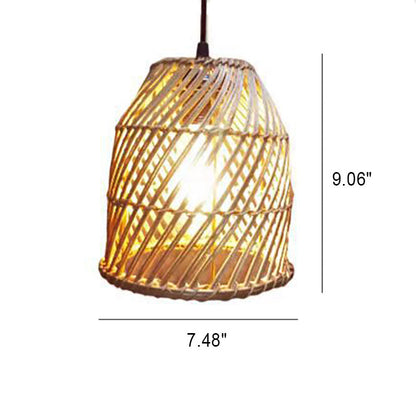 Japanese Minimalist Rattan Weaving 1-Light Pendant Light