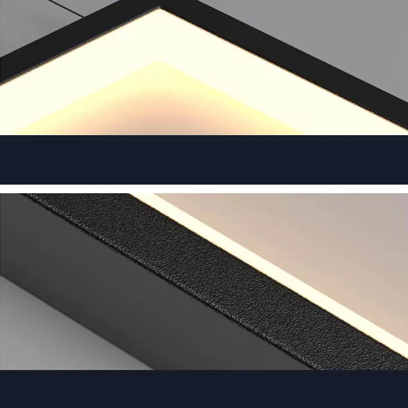 ثريا LED بتصميم عصري بسيط مصنوعة من الحديد والألومنيوم والسيليكا على شكل مربع مستطيل للسقف للسلالم
