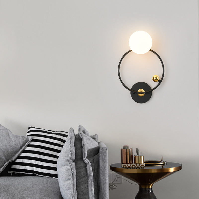 Nordic Minimalist Round Ball Iron Glass 1-Light Wall Sconce Lamp