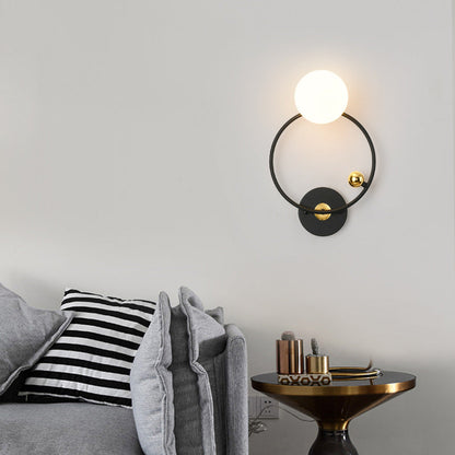 Nordic Minimalist Round Ball Iron Glass 1-Light Wall Sconce Lamp
