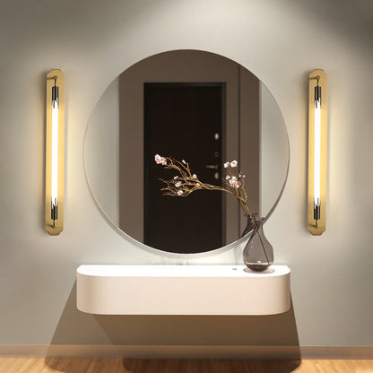 Modern Minimalist All Copper Straight Strip LED Wall Sconce Lamp