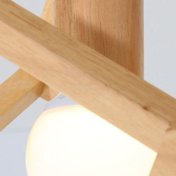 Japanese Minimalist Log Hollow Geometric Cube 1-Light Semi-Flush Mount Ceiling Light
