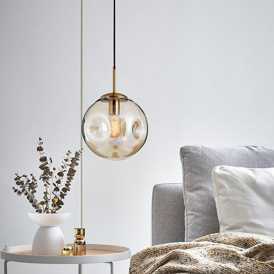 Contemporary Scandinavian Irregular Orb Hardware Glass 1-Light Pendant Light For Living Room