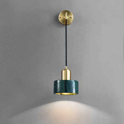 Modern Minimalist Cylinder Iron Marble 1-Light Wall Sconce Lamp For Bedroom
