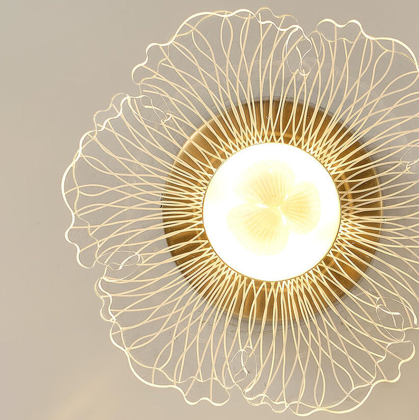 Creative Gold Double Layer Overlap Design LED Semi-Flush Mount Light