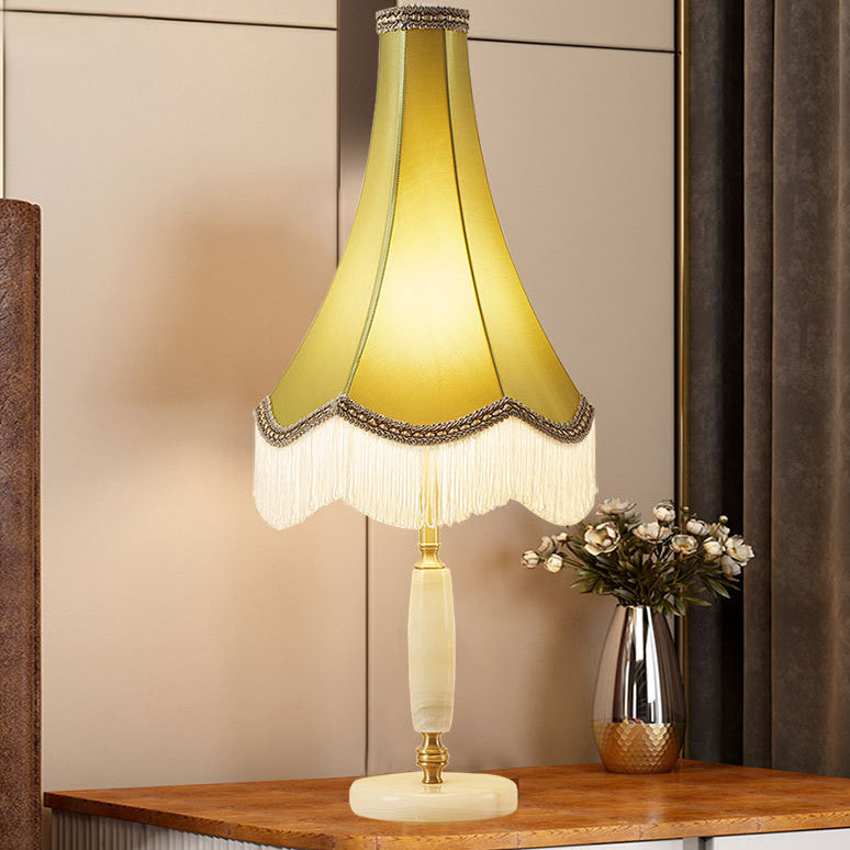 Modern Light Luxury Fabric Fringed Horn 1-Light Table Lamp