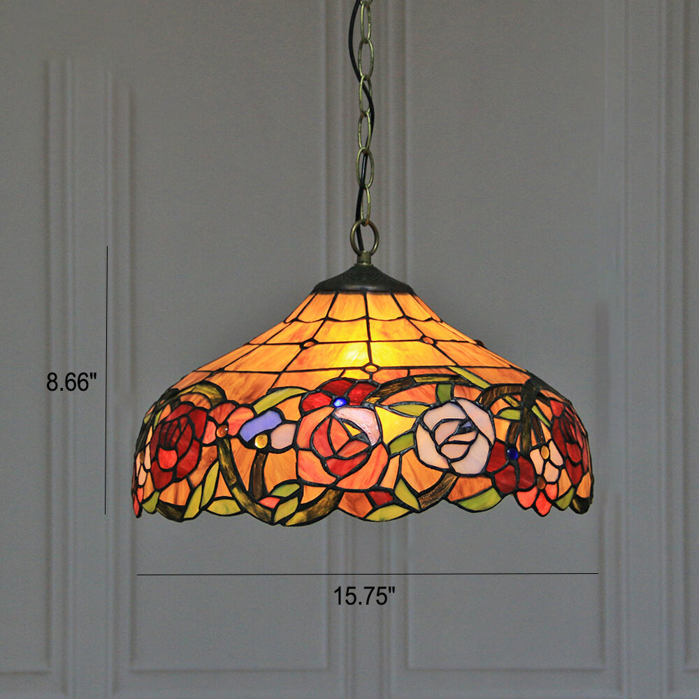 Tiffany Rustic Stained Glass Dome 1-Light Pendant Light