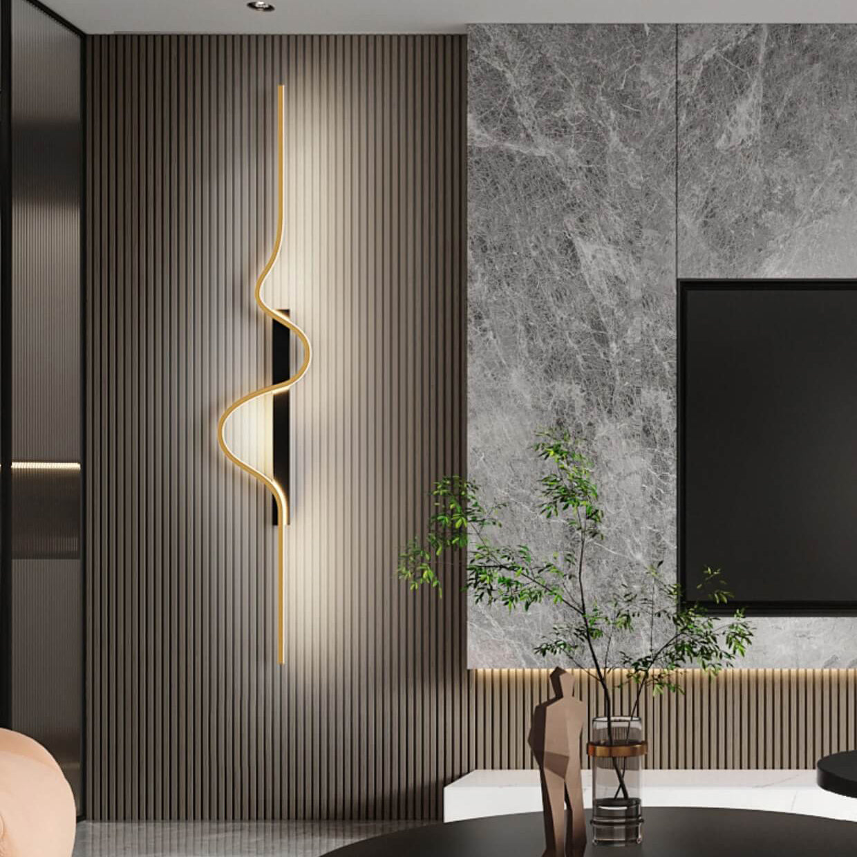 مصباح حائط LED من الألومنيوم بتصميم موجة طويلة عصري وبسيط لغرفة المعيشة