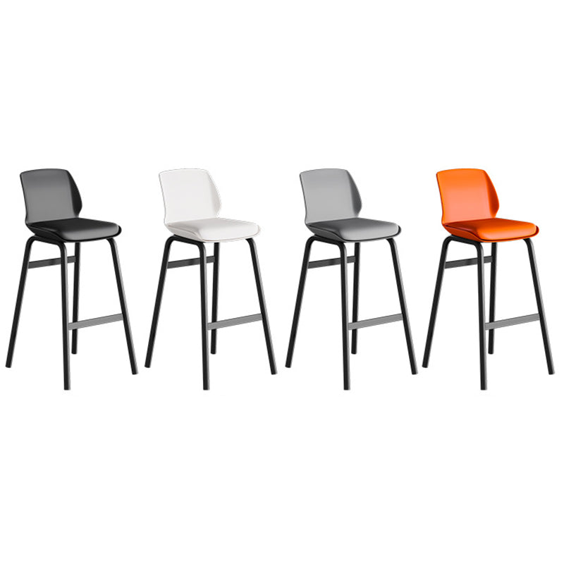 Contemporary Nordic Square PU Leather Upholstered Iron Bar Stool Plastic Backrest Footrest For Dining Room