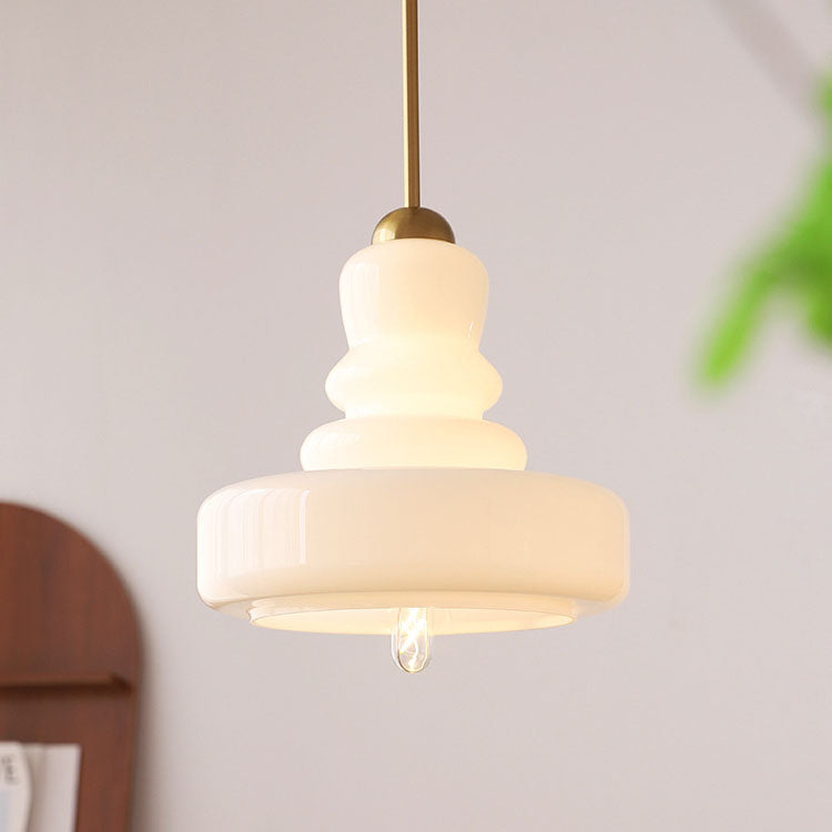 Contemporary Vintage Round Gourd Iron Copper Glass 1-Light Pendant Light For Living Room
