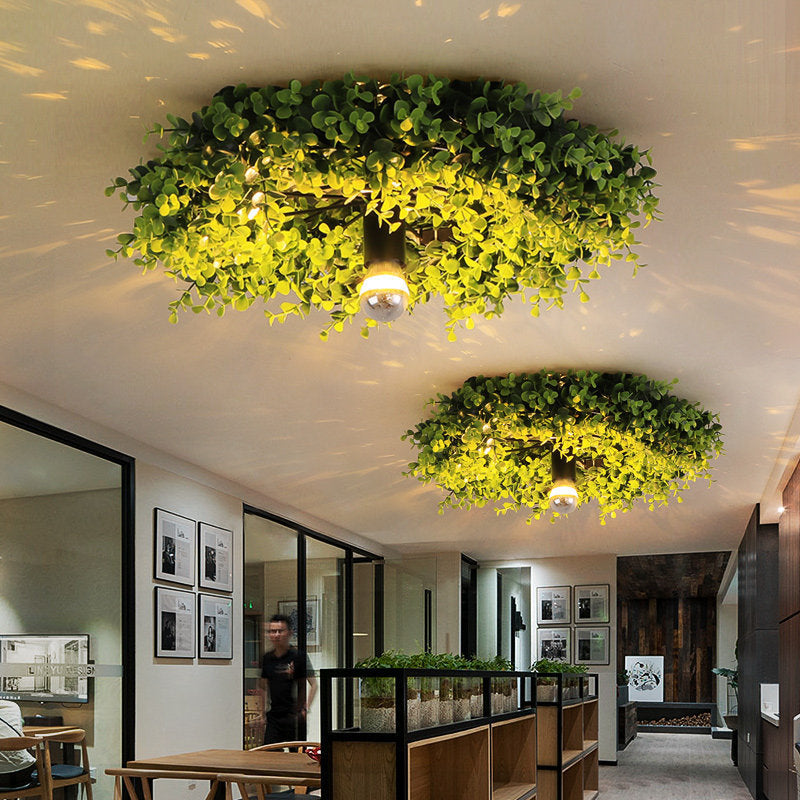 Creative Decorative Green Plant Flush Mount Ceiling Light