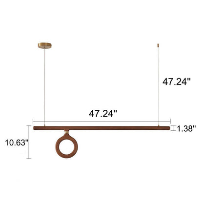 Modern Solid Wood Japanese Style Strip LED Chandelier
