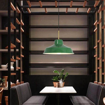 Industrial Vintage Green Iron Dome Cone 1-Light Pendant Light