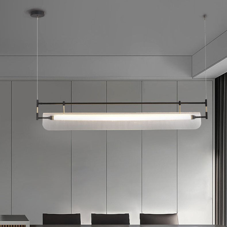 Modern Luxury Acrylic Iron Long Strip LED Island Light Pendant Light For Dining Room