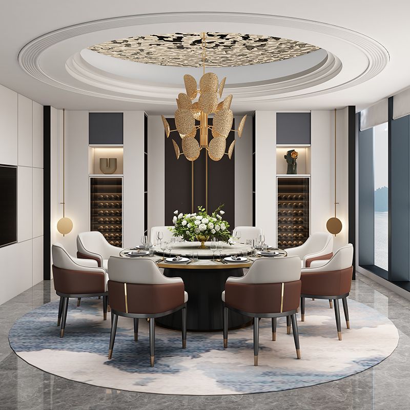 Modern Luxury Square Iron Metal Microfiber Leather Sponge Dining Chair Armrest Backrest Four Legs For Dining Room