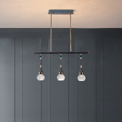 Contemporary Nordic Long Gourd Aluminum Iron Bubble Crystal LED Island Light Chandelier For Dining Room