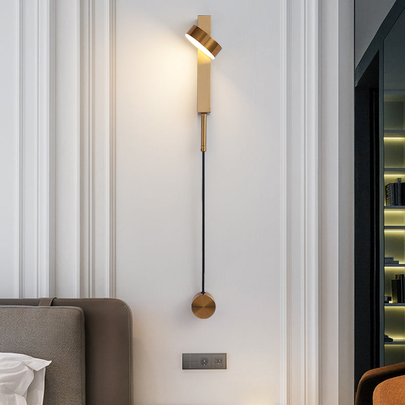 مصباح حائط LED طويل من الألومنيوم والحديد والأكريليك بتصميم عصري بسيط لغرفة النوم 