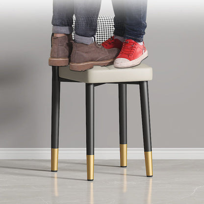 Modern Simplicity Square Fabric Faux Leather Upholstered Vanity Stool Low Back For Bedroom