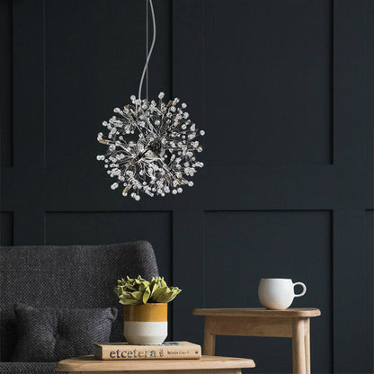 Contemporary Nordic Light Luxury Round Ball Stainless Steel Crystal LED Chandelier For Hallway