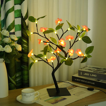Simulation Peach Blossom Tree Green LED Tree Decoration Table Lamp