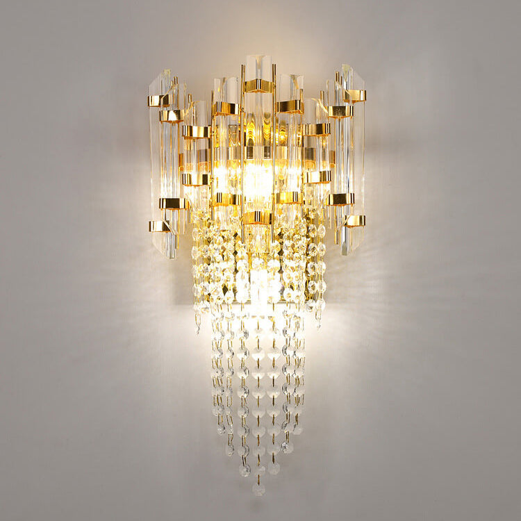 Modern Luxury Crystal Tassel Gold 2/3 Light Wall Sconce Lamp