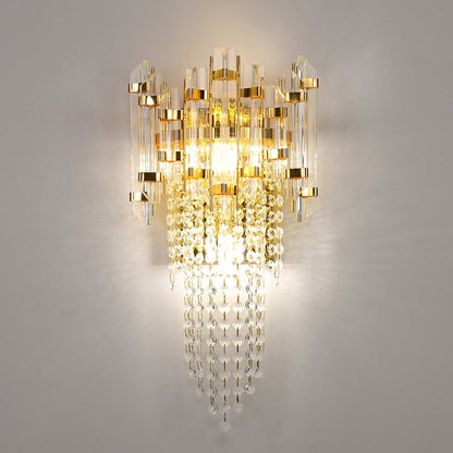 Modern Luxury Crystal Tassel Gold 2/3 Light Wall Sconce Lamp