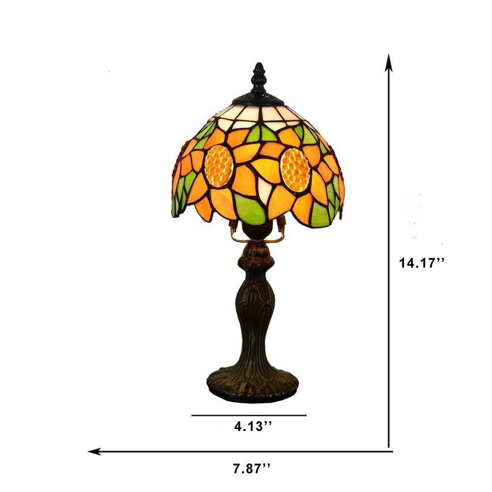 Tiffany Rustic Sunflower Stained Glass 1-Light Table Lamp
