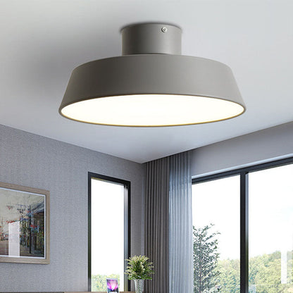 Nordic Minimalist Round Pot Iron LED Flush Mount Ceiling Light