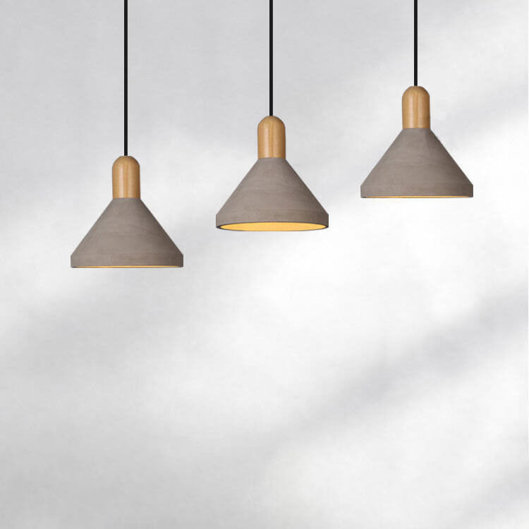 Industrial Style Solid Wood Cement 1-Light Pendant Light