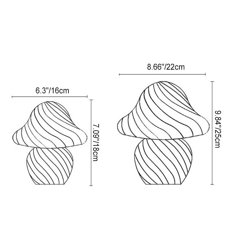 Modern Decorative Mushroom Striped Glass 1-Light Table Lamp