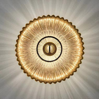 Nordic Vintage Striped Glass Round Disc 1-Light Wall Sconce Lamp