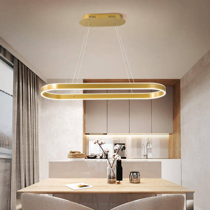 Modern Minimalist Light Luxury Oval Aluminum LED Chandelier
