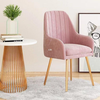 Contemporary Scandinavian Velvet PU Leather Sponge Emulsion Metal Square Vanity Stool Backrest Armrest For Bedroom