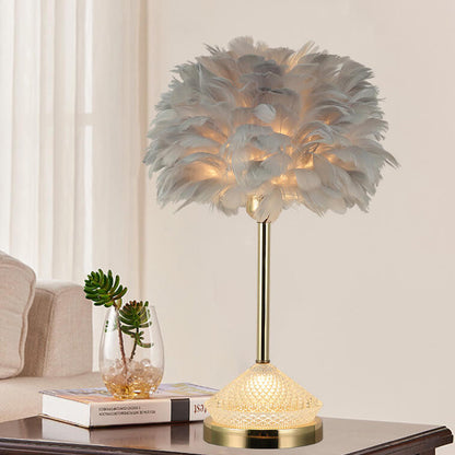 Modern Simple Feather Shade Diamond Acrylic Decorative 1-Light Table Lamp