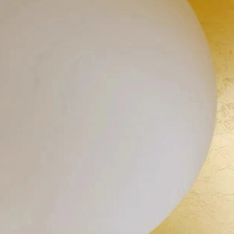 Traditional Vintage Round Gold Foil Iron Glass 1-Light Flush Mount Ceiling Light For Bedroom