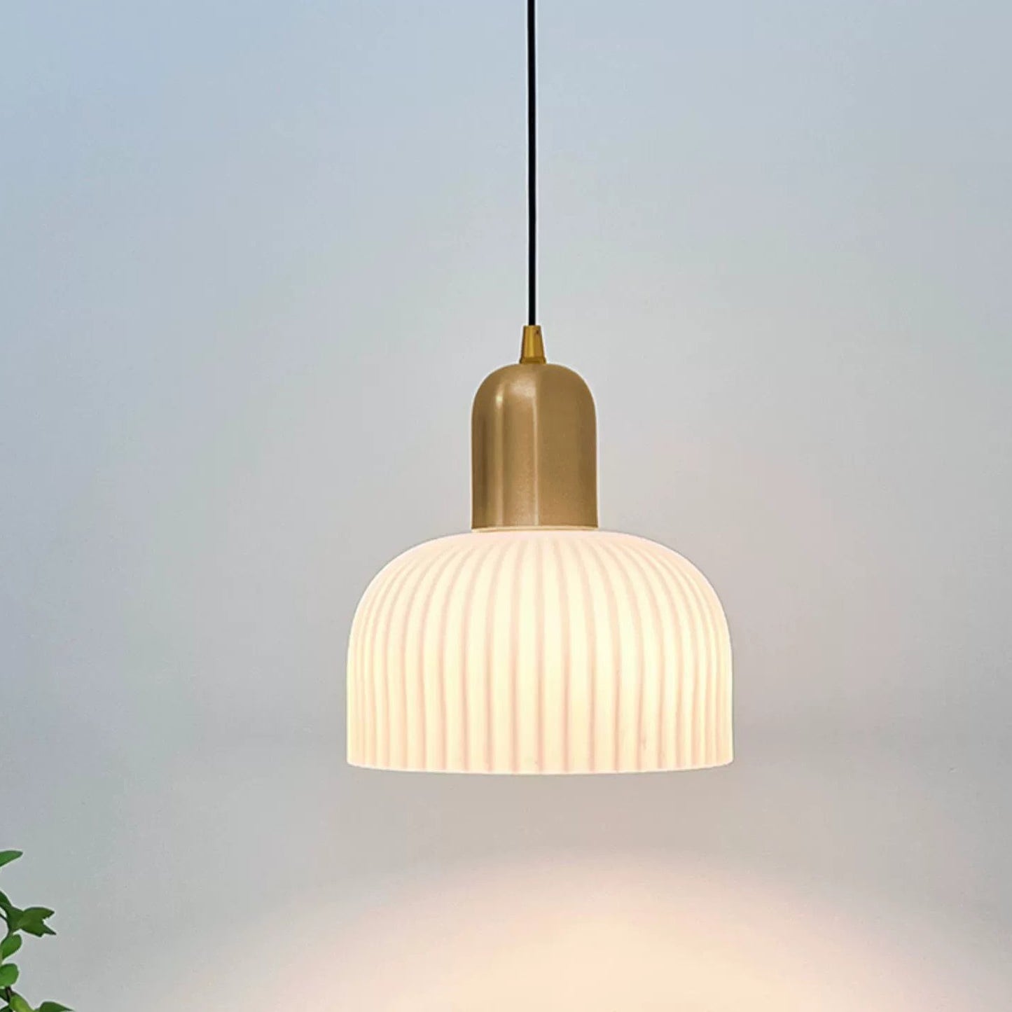 Traditional Japanese Copper Ceramic Hemispheric 1-Light Pendant Light For Dining Room