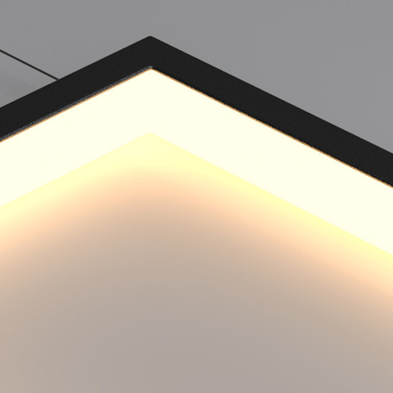 ثريا LED بتصميم عصري بسيط مصنوعة من الحديد والألومنيوم والسيليكا على شكل مربع مستطيل للسقف للسلالم