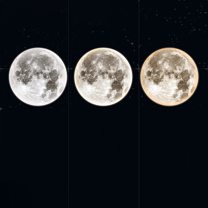 Contemporary Creative Round Moon Aluminum Acrylic LED Wall Sconce Lamp For Living Room