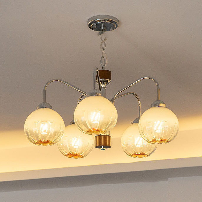 Contemporary Vintage Pod Iron Glass 3/4/5 Light Chandelier For Living Room