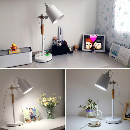 Modern Minimalist Solid Color Wood Hardware 1-Light Table Lamp