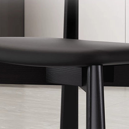 Contemporary Nordic Square Upholstered Curved Microfiber Leather Wood Dining Chair Backrest For Dining Room