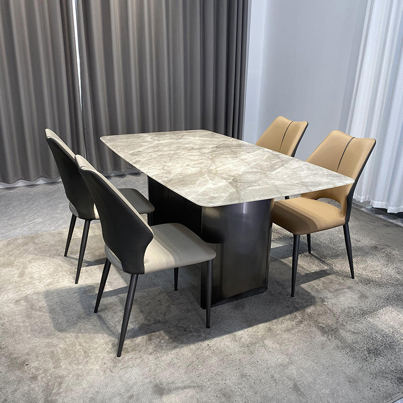 Contemporary Luxury Square Microfiber PU Leather Carbon Steel Dining Chair Backrest For Dining Room