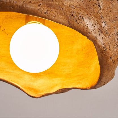 Japanese Creative Resin Rock Texture 1-Light Flush Mount Ceiling Light