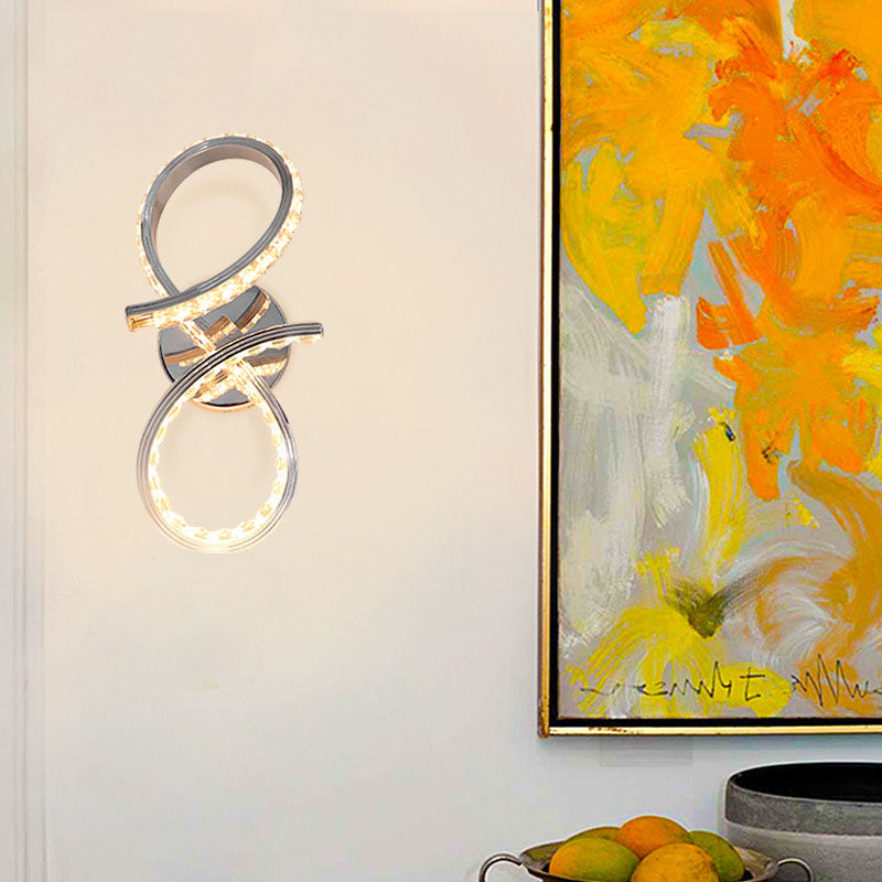 Contemporary Creative Strip Aluminum Crystal LED Wall Sconce Lamp For Living Room
